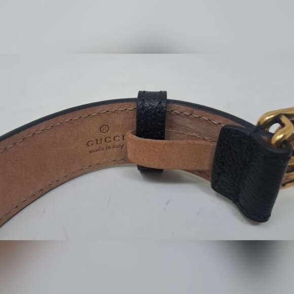 Gucci Marmont Double G Wrap Bracelet Cuff Pebbled Leather Italy Adjustable - Picture 12 of 16